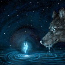 Схема вышивки «Волк и фея»