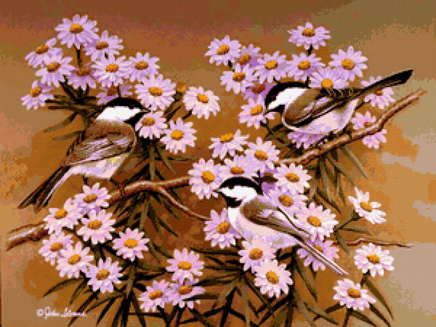 №233584 - птица, цветы - предпросмотр