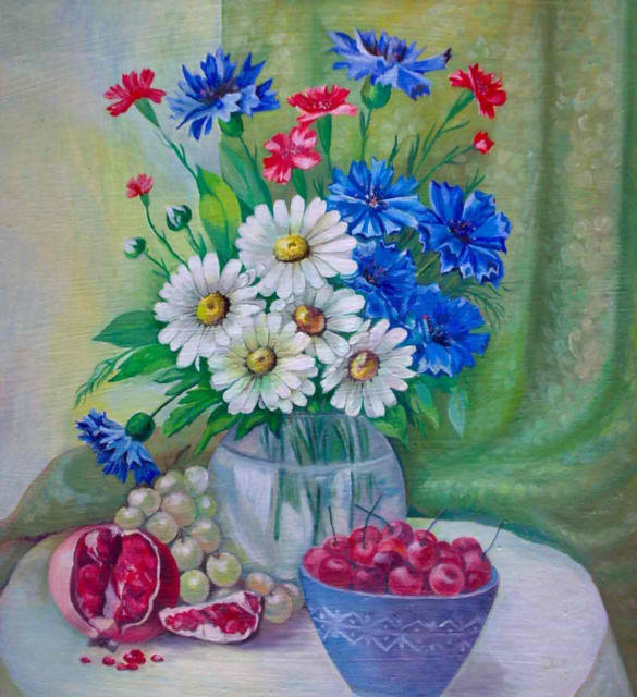 Натюрморт - натюрморд, ромашки, букет, цветы - оригинал