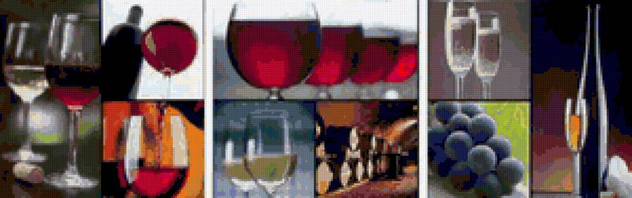 вышивка для кухни - для кухни, натюрморт, вино, фрукты, бокал, кухня, на кухню, виноград - предпросмотр