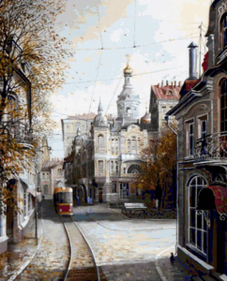 Трамвайный путь А.Стародубов - а.стародубов, город, москва, улочка, трамвай - предпросмотр