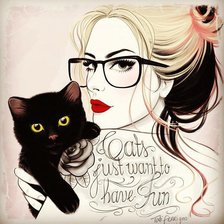 Девушка и кот