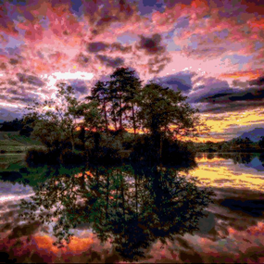 На закате дня - закат, пейзаж - предпросмотр