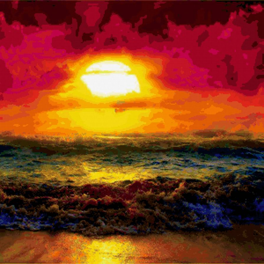 Пылающий закат - закат, пейзаж, море - предпросмотр