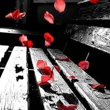 Схема вышивки «Скамейка и лепестки роз»