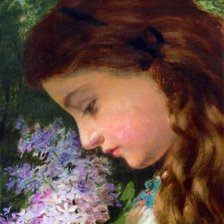 Схема вышивки «Девушка с сиренью»