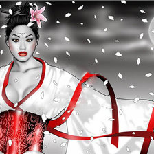 Схема вышивки «гейша»