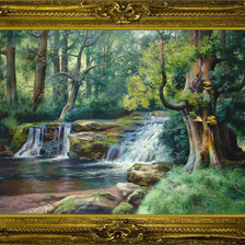 Схема вышивки «Водопад в лесу»