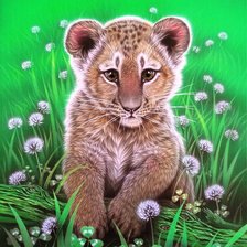 Схема вышивки «Тигрёнок и клевер»
