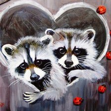 Схема вышивки «Еноты и божьи коровки»