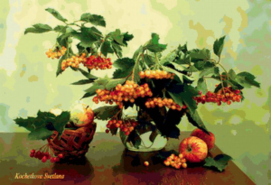 калина - букет, ягоды, калина, натюрморт, осень - предпросмотр