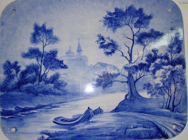 ПЕЙЗАЖ - подушка, река, гжель, времена года, природа - оригинал