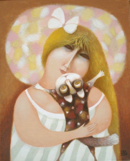 девушка с котом - любовь, кошки, люди - оригинал