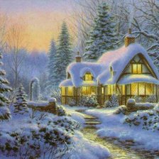 Схема вышивки «зимний пейзаж»