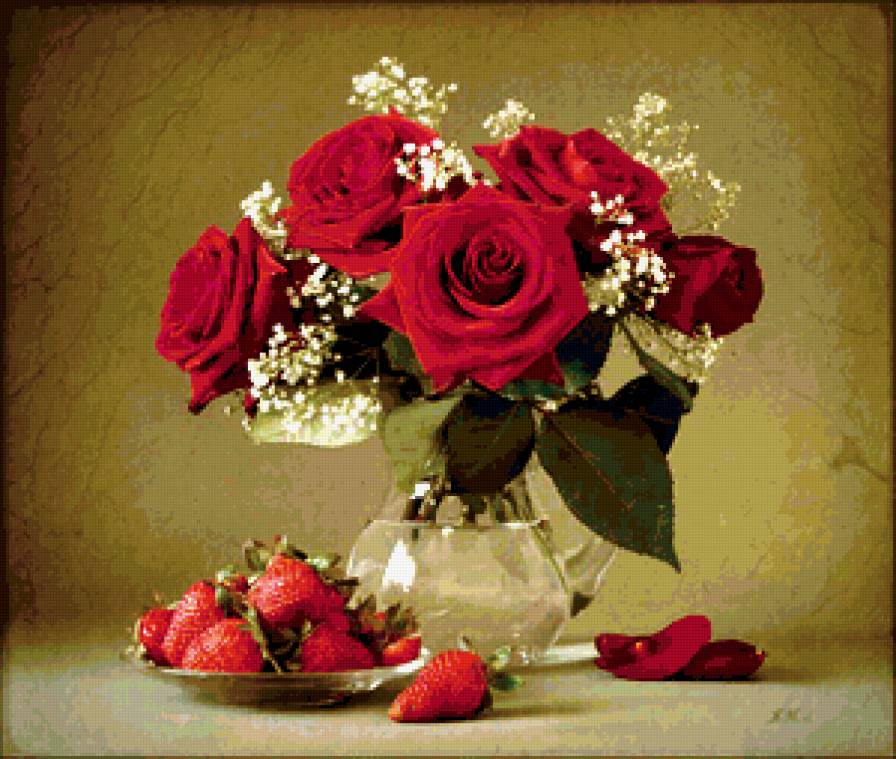 Клубнично-розовое - натюрморт - предпросмотр