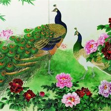 Схема вышивки «Серия "Китайские павлины"»