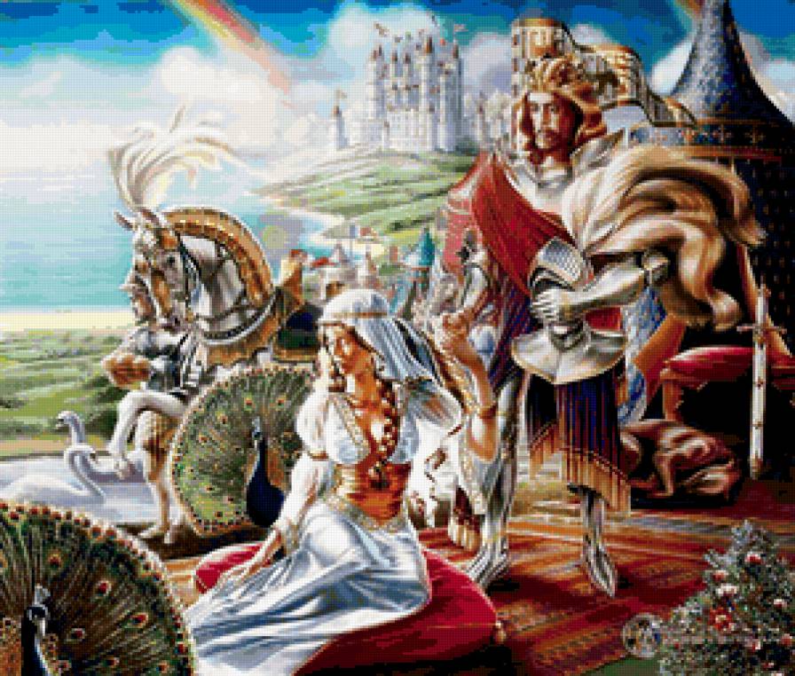 дама и рыцарь - любовь, роман.флирт, двое, романтика, влюбленные, картина, пара - предпросмотр