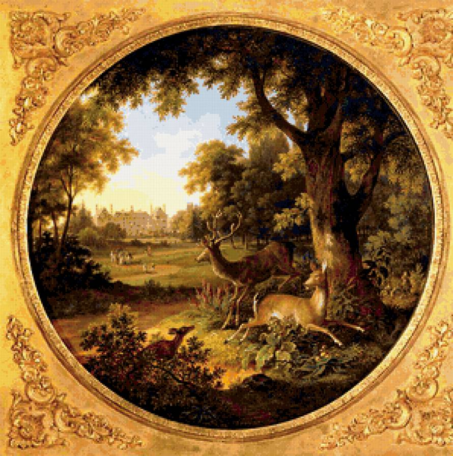 Олени - животные, рамка, олень, пейзаж, природа - предпросмотр