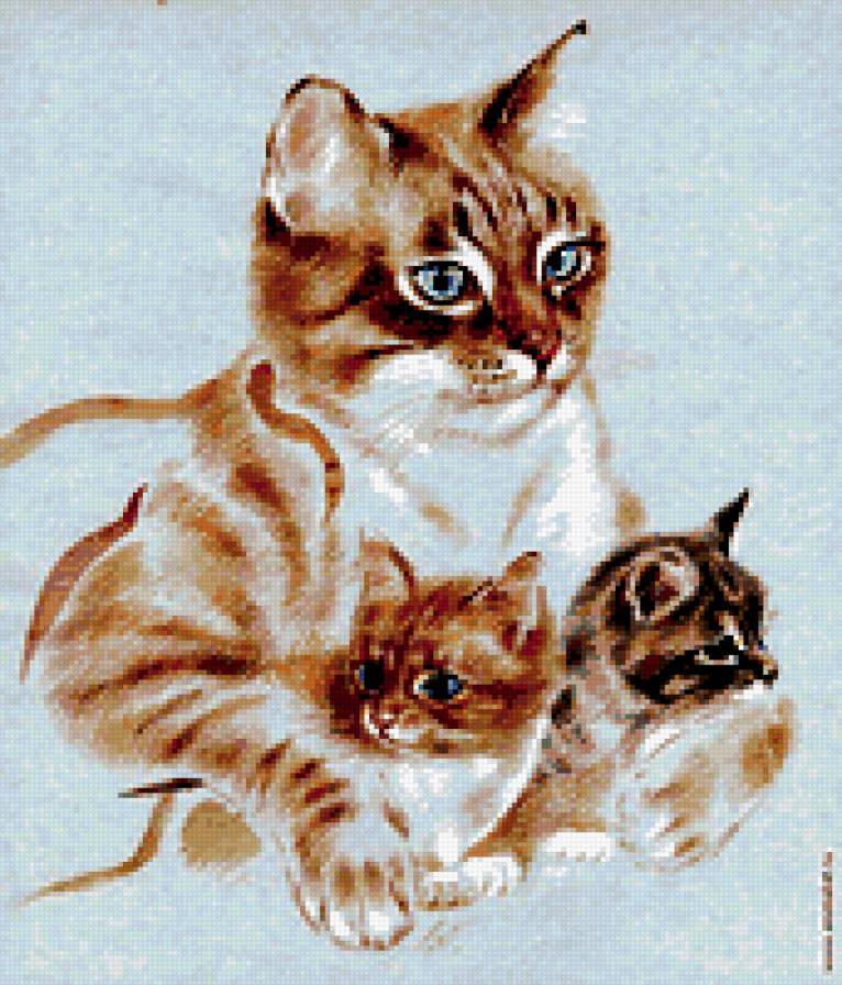 Любящая мать. - идиллия, кошка, кот, мать, любовь, дитя - предпросмотр