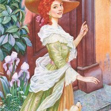 Схема вышивки «дама с собочкой»