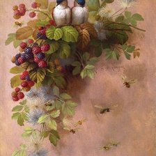 Схема вышивки «Птички на ветке»