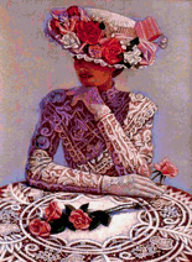 10. Серия "Викторианский стиль" Сью  Холстенбёрг - кружева, розы, цветы, женщина, шляпа - предпросмотр