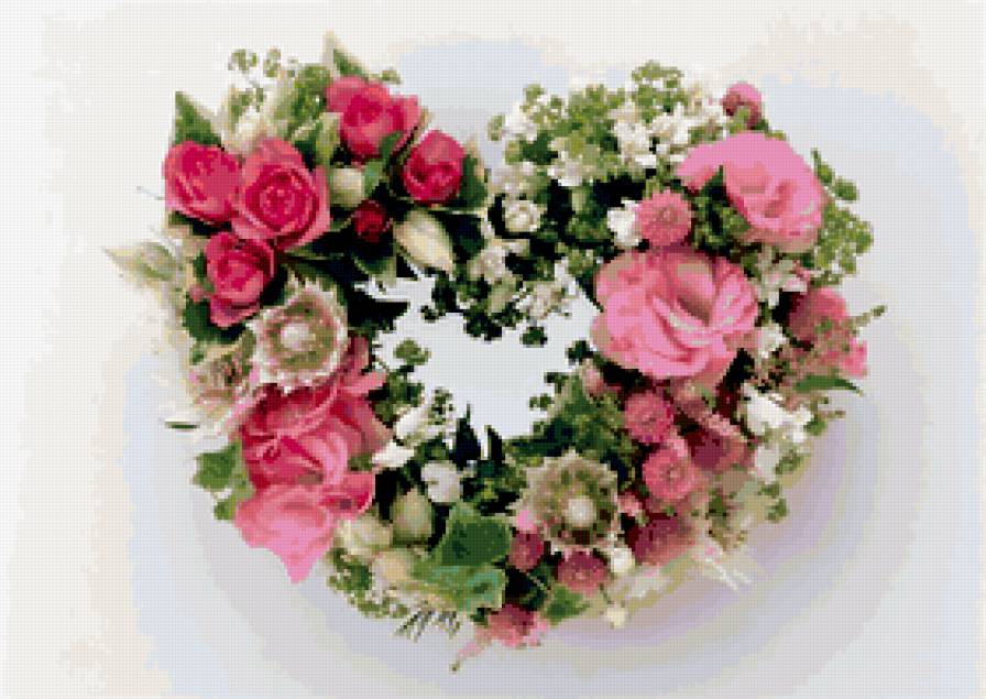 Нежное сердце - валентинка, сердце, цветы, любовь - предпросмотр