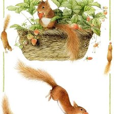 Схема вышивки «Белочки и земляника»