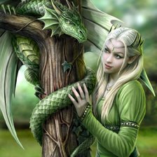 Схема вышивки «эльфочка с драконом»