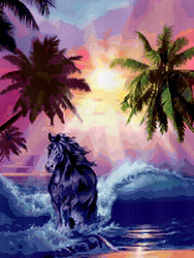 №238131 - фентези, конь, море, пальмы - предпросмотр