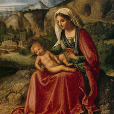 Схема вышивки «Джорджоне. Мадонна на фоне пейзажа.»