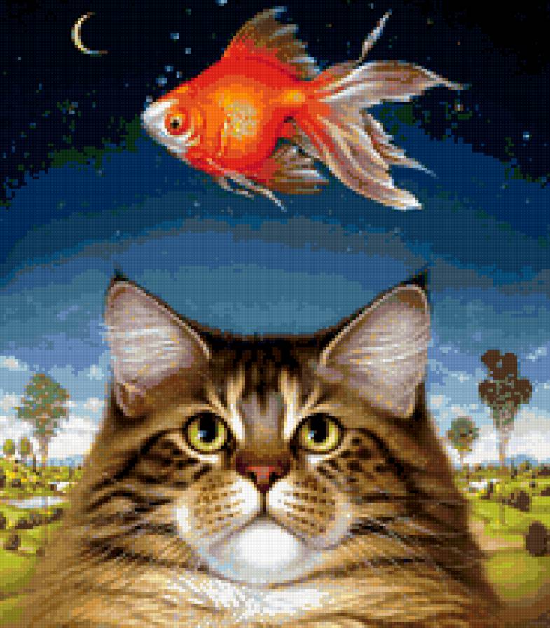 №238653 - кошка.рыба.мечты.сказка - предпросмотр