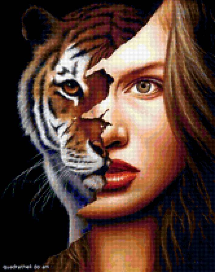 №238688 - тигр, девушка, фентези - предпросмотр