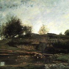 Схема вышивки «Добиньи Шарль Франсуа.Запруда в Оптево.»