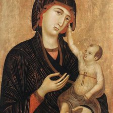 Схема вышивки «Дуччо ди Буонинсенья.Мадонна с младенцем и двумя ангелами.»