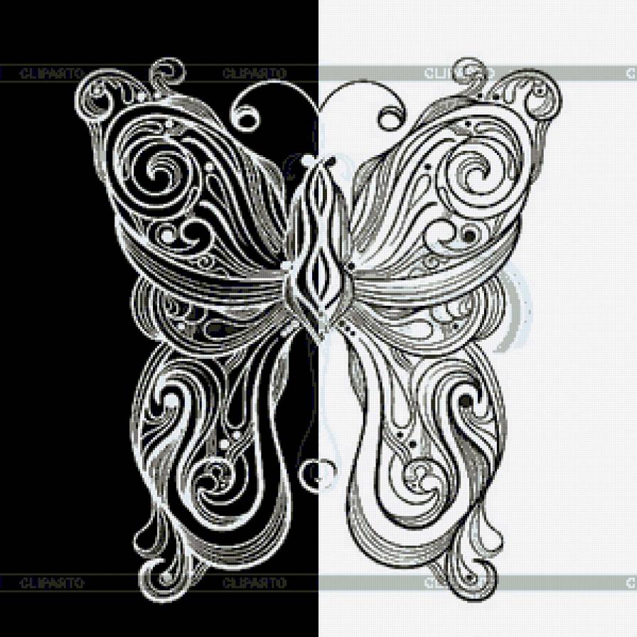 чёрно-белая - черно-белая, бабочка - предпросмотр