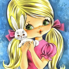 Схема вышивки «девочка с зайчиком»