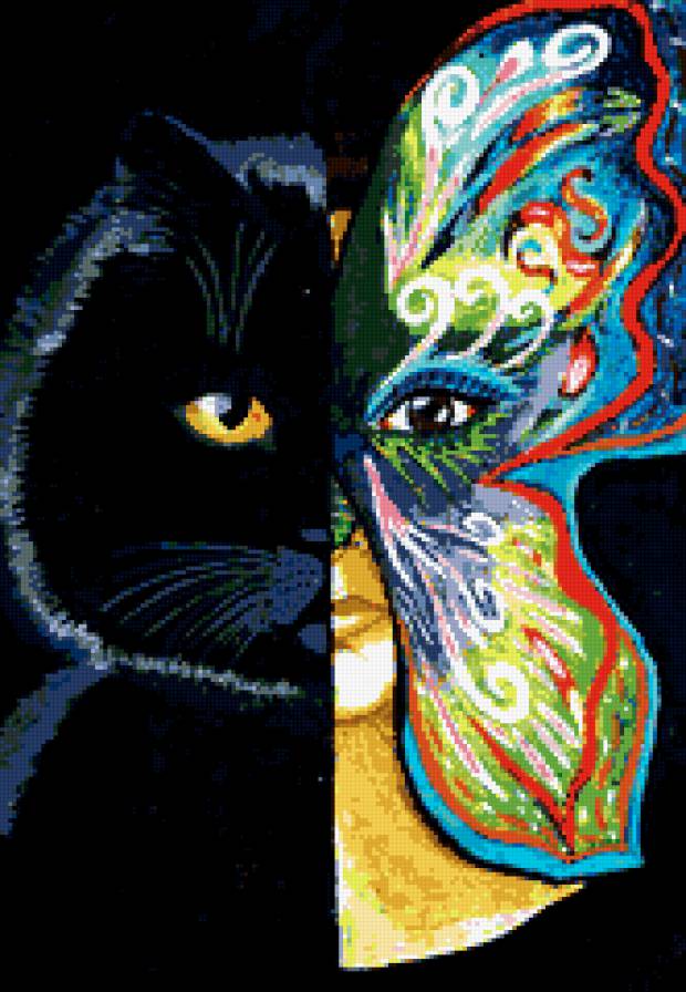 ЖЕНЩИНА - БАБОЧКА-КОШКА - три грации, женщина, кошка, триптих, бабочка - предпросмотр