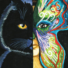 Схема вышивки «ЖЕНЩИНА - БАБОЧКА-КОШКА»