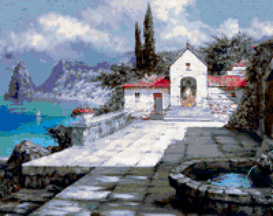 У моря - деревня, пейзаж, море - предпросмотр