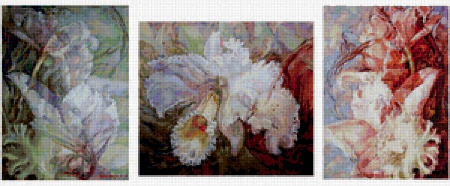 БЕЛАЯ ОРХИДЕЯ - орхидея, цветы, триптих - предпросмотр