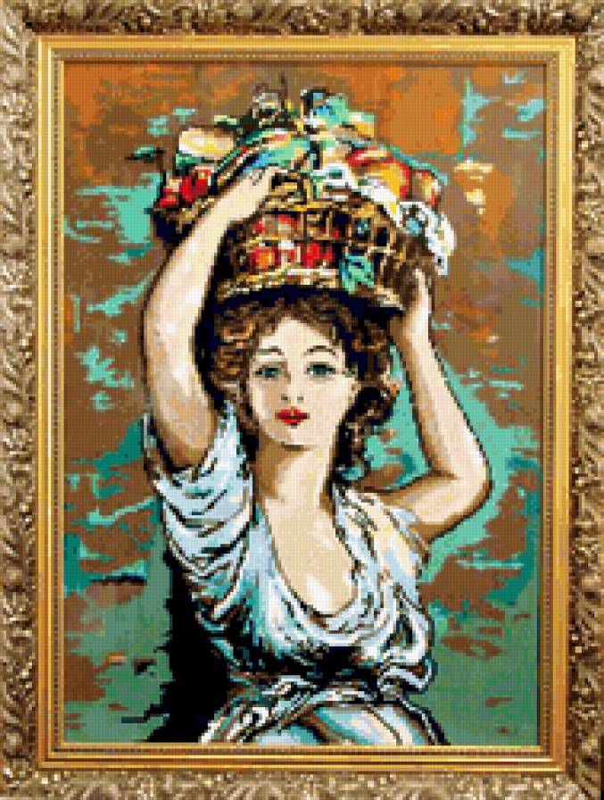 девушка с фруктами - фрукты, девушка - предпросмотр