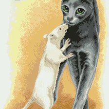 Схема вышивки «кот и мышь»