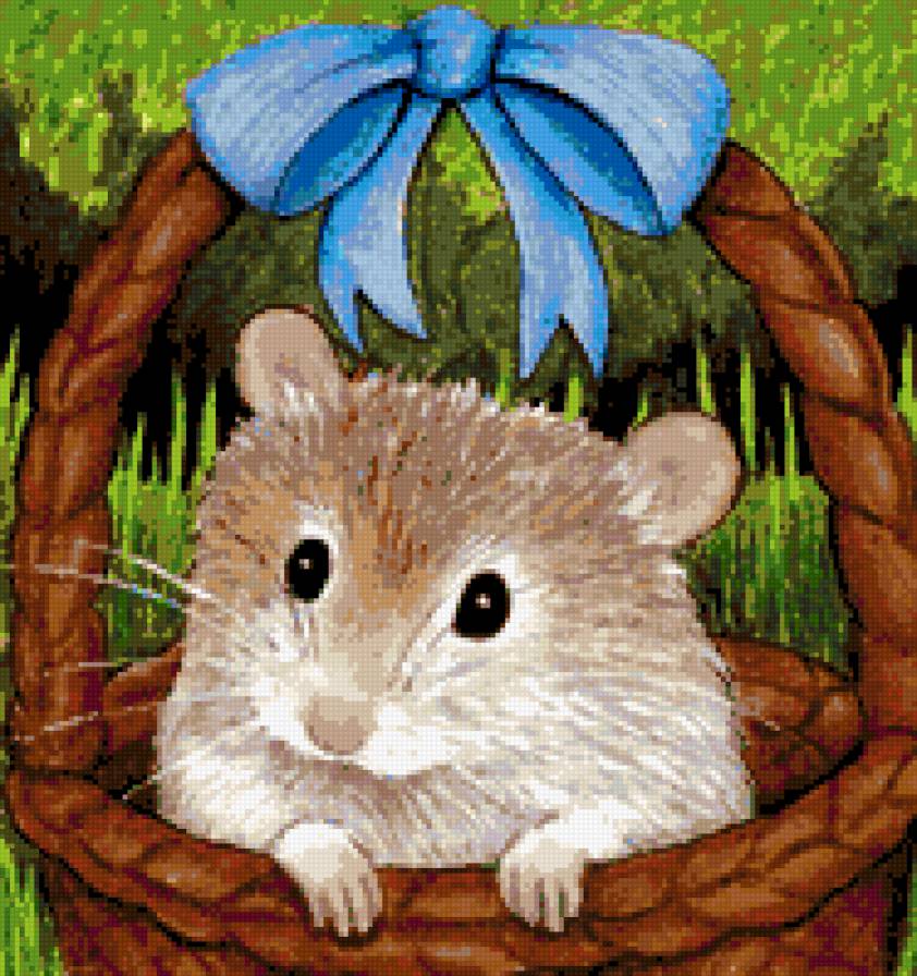 хомячок в корзинке - хомячок, хомяк, корзинка - предпросмотр