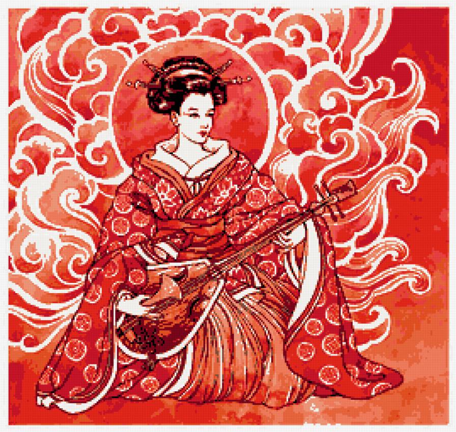 гейша - восток, японка, девушка, женщина, япония, плдушка, образ - предпросмотр