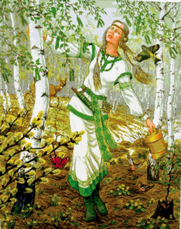 девушка - природа, образ, лес, весна, сказка, роща, русь, женщина, березы - предпросмотр