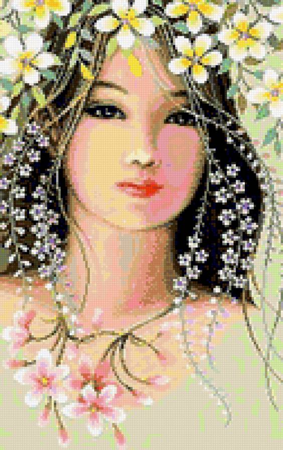 восточная девушка - китай, ваза, восток - предпросмотр