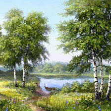 Схема вышивки «Берег реки.»