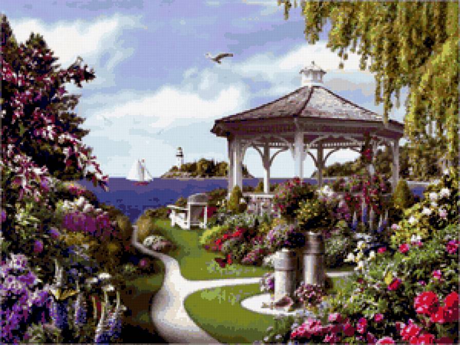 Беседка у моря. - пейзаж.лето.природа, море, беседка - предпросмотр