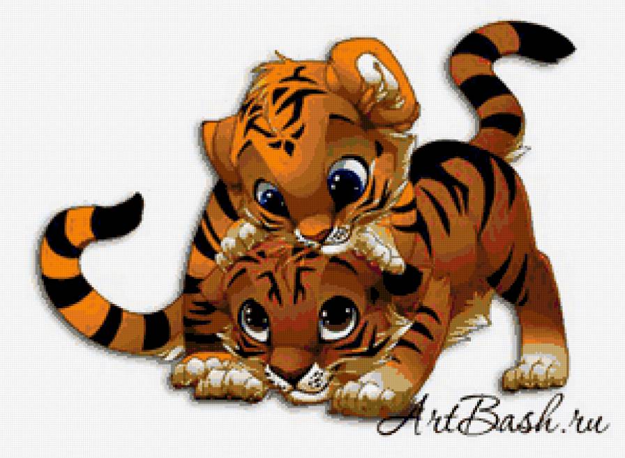 Тигрята. - тигры, детские, мультики.животные - предпросмотр